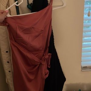 Hello molly off the shoulder blush midi wrap dress.